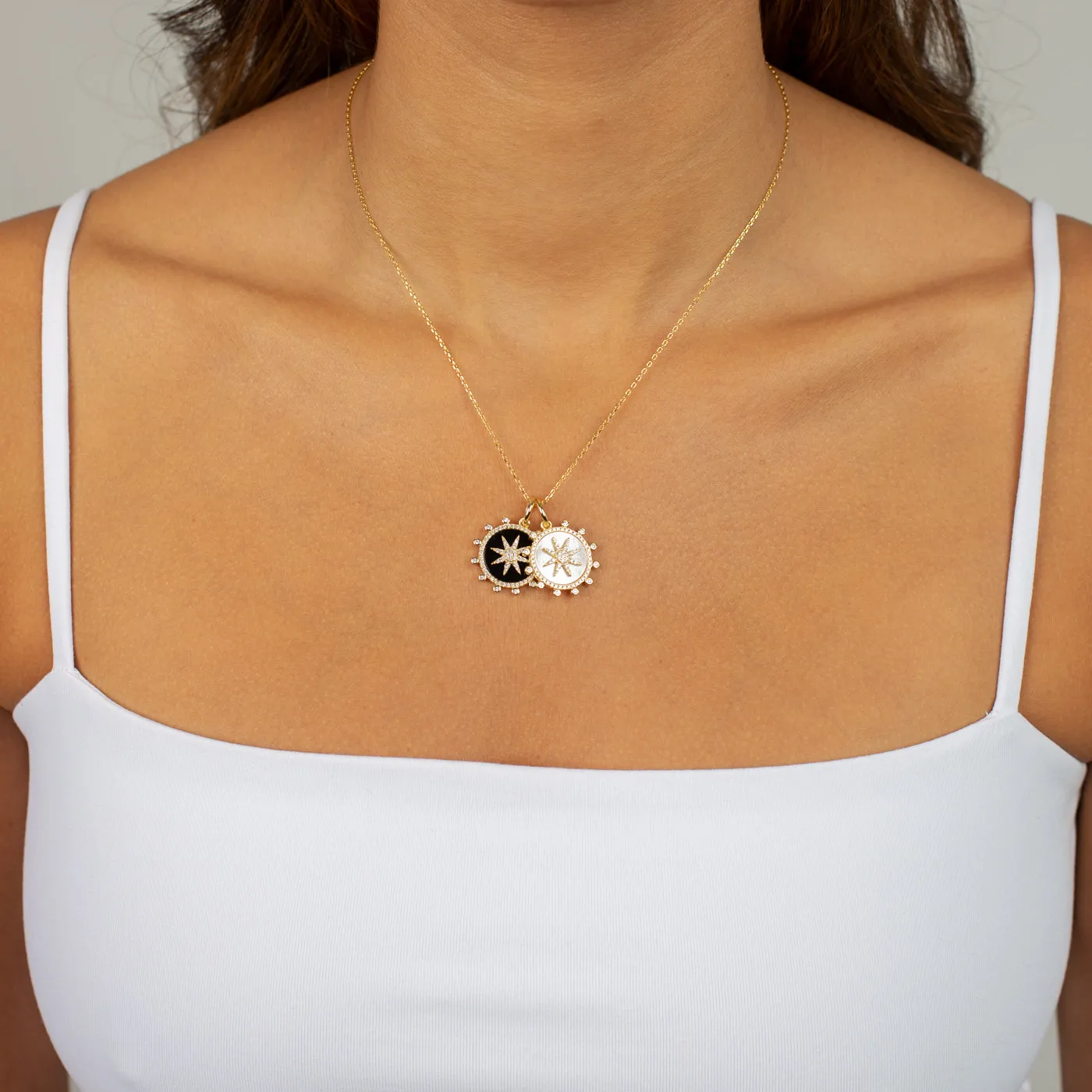 Colored Stone Starburst Medallion Necklace Charm sold by Adina Eden's product image thumbnail 2