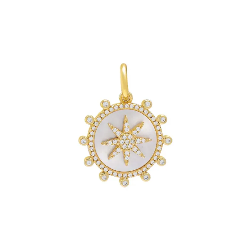 Colored Stone Starburst Medallion Necklace Charm sold by Adina Eden's