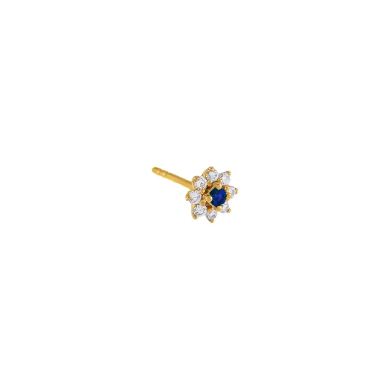 Diamond X Colored Gemstone Flower Stud Earring 14K sold by Adina Eden's