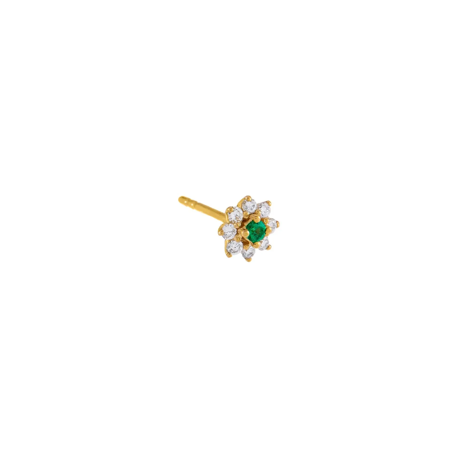 Diamond X Colored Gemstone Flower Stud Earring 14K sold by Adina Eden's product image thumbnail 4