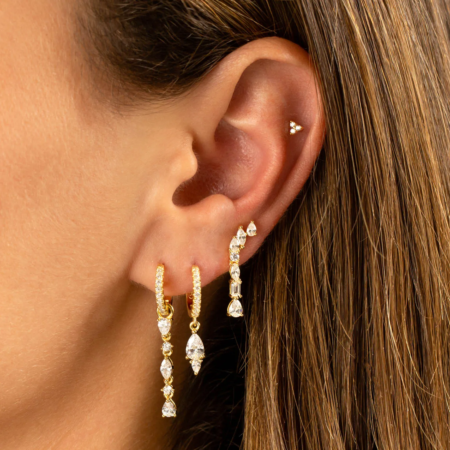 Teardrop Cluster Drop Stud Earring sold by Adina Eden's product image thumbnail 3