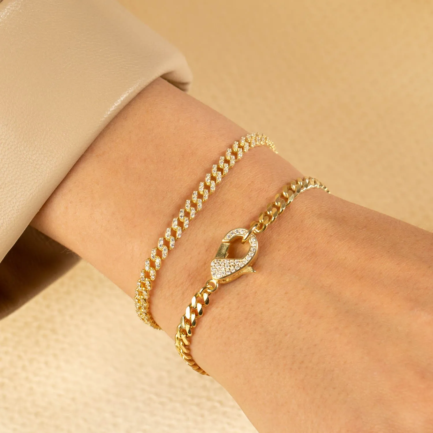 Pavé Cuban Chain Clasp Bracelet sold by Adina Eden's product image thumbnail 2