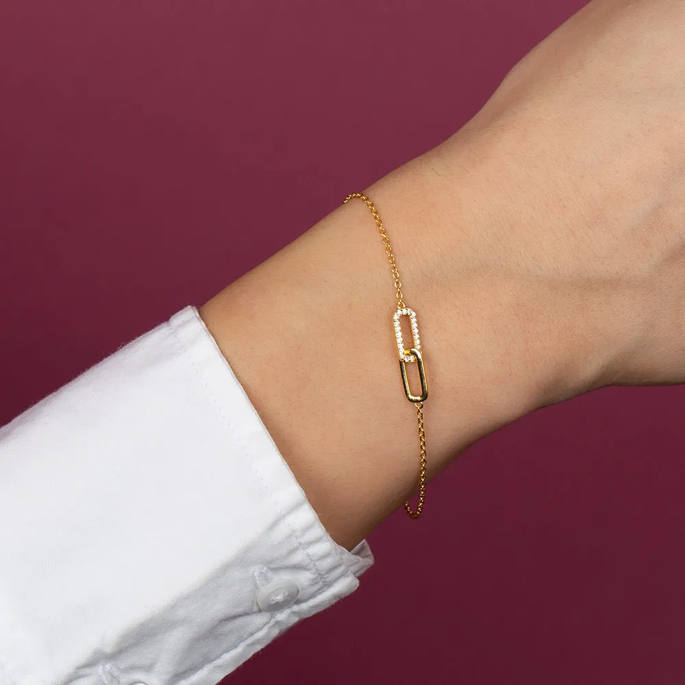 Pavé Double Paperclip Accented Chain Bracelet sold by Adina Eden's product image thumbnail 3