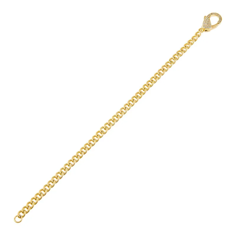 Pavé Cuban Chain Clasp Bracelet sold by Adina Eden's