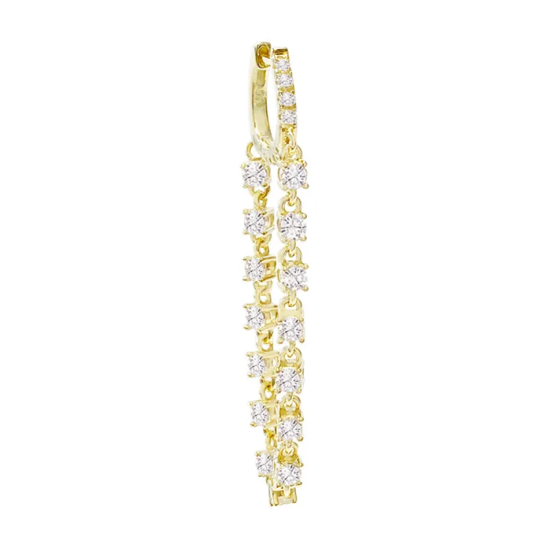 CZ Stone Chain Huggie Earring sold by Adina Eden's