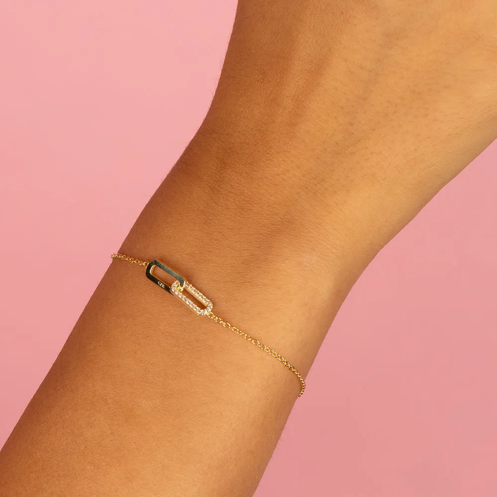 Pavé Double Paperclip Accented Chain Bracelet sold by Adina Eden's product image thumbnail 2