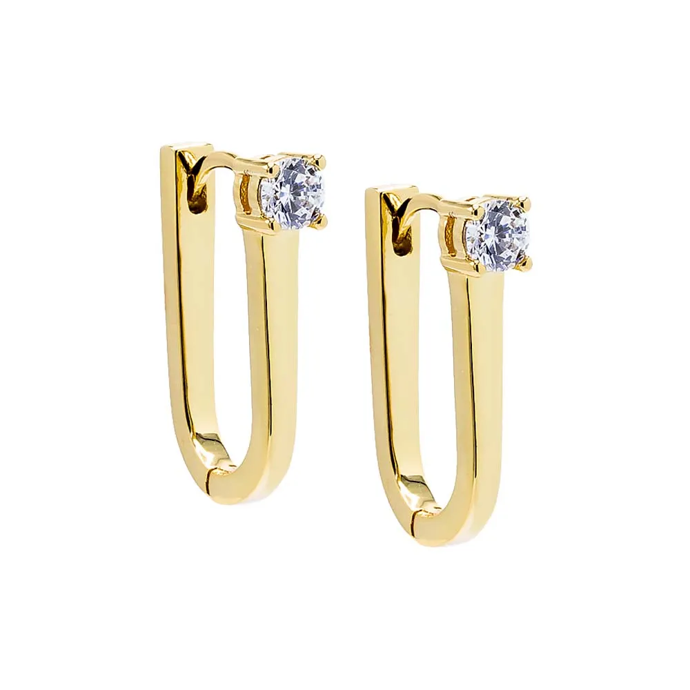 Solitaire Elongated Oval Shape Huggie Earring sold by Adina Eden's product image thumbnail 3