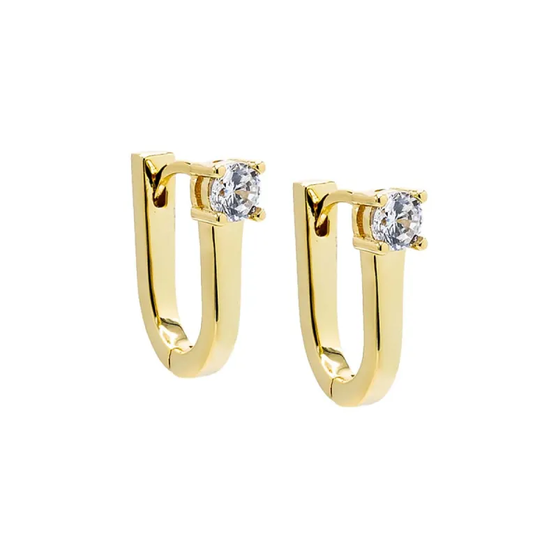 Solitaire Elongated Oval Shape Huggie Earring sold by Adina Eden's