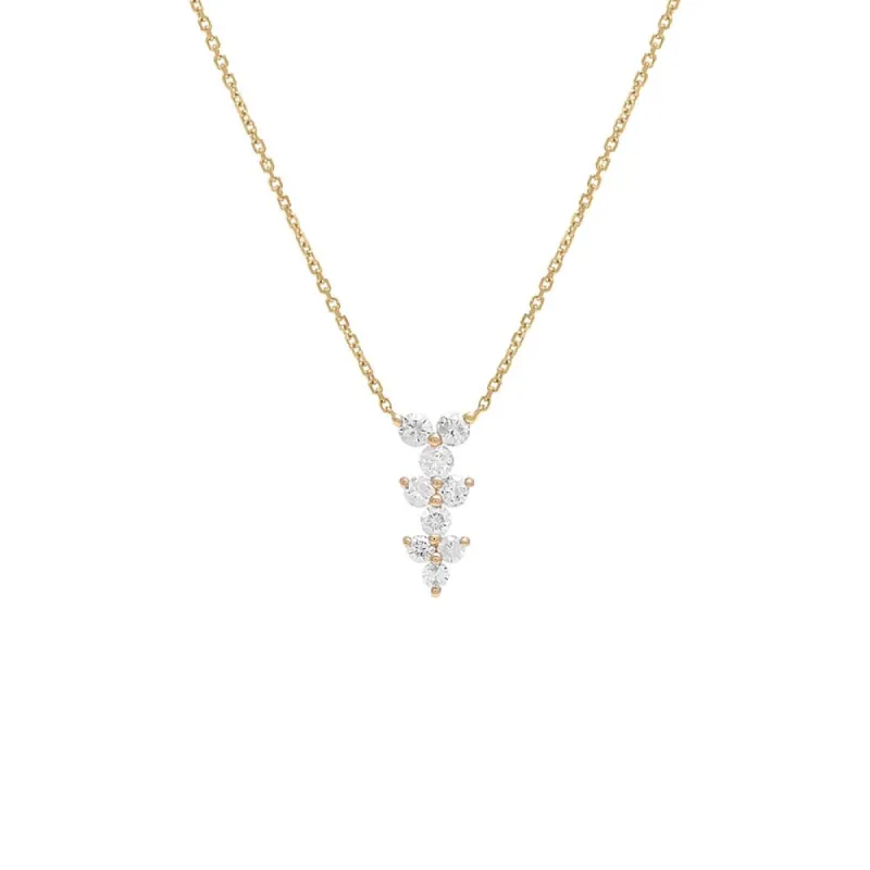 Diamond Triple Cluster Drop Necklace 14K sold by Adina Eden's