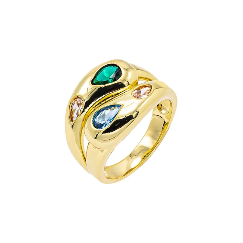 Colored Scattered Teardrop Dome Ring sold by Adina Eden's