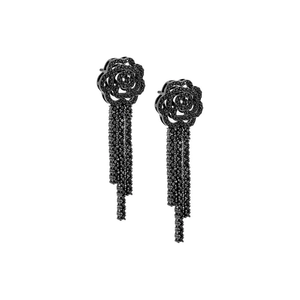 Pavé Fancy Flower Drop Fringe Stud Earring sold by Adina Eden's product image thumbnail 5