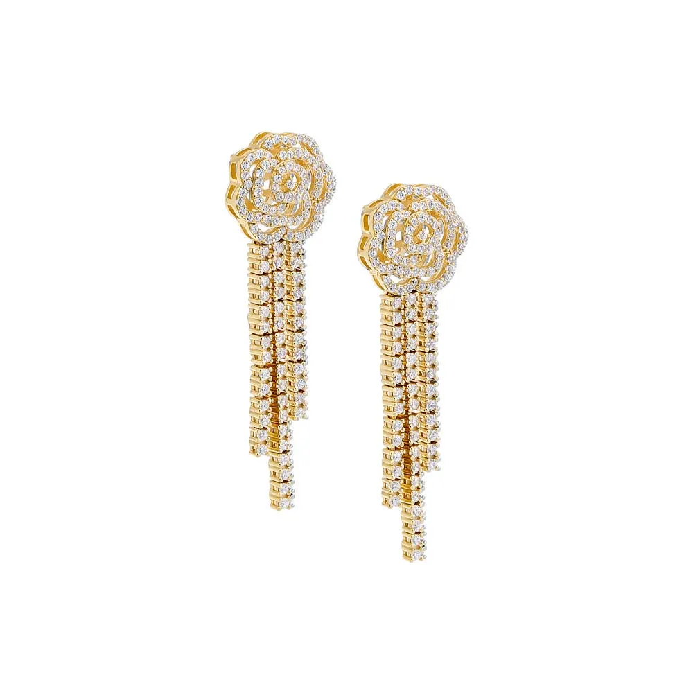 Pavé Fancy Flower Drop Fringe Stud Earring sold by Adina Eden's