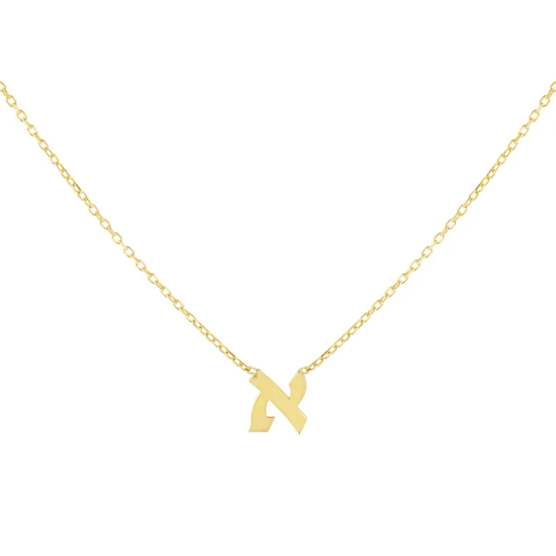 Mini Hebrew Initial Necklace sold by Adina Eden's