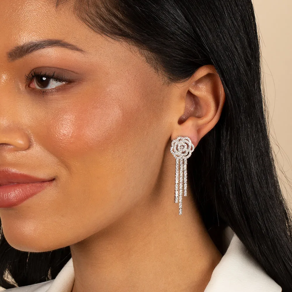 Pavé Fancy Flower Drop Fringe Stud Earring sold by Adina Eden's product image thumbnail 3