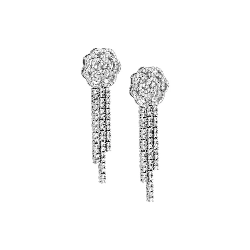 Pavé Fancy Flower Drop Fringe Stud Earring sold by Adina Eden's product image thumbnail 2