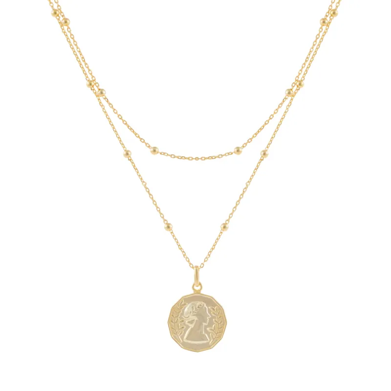 Layered Ball Chain Coin Necklace sold by Adina Eden's