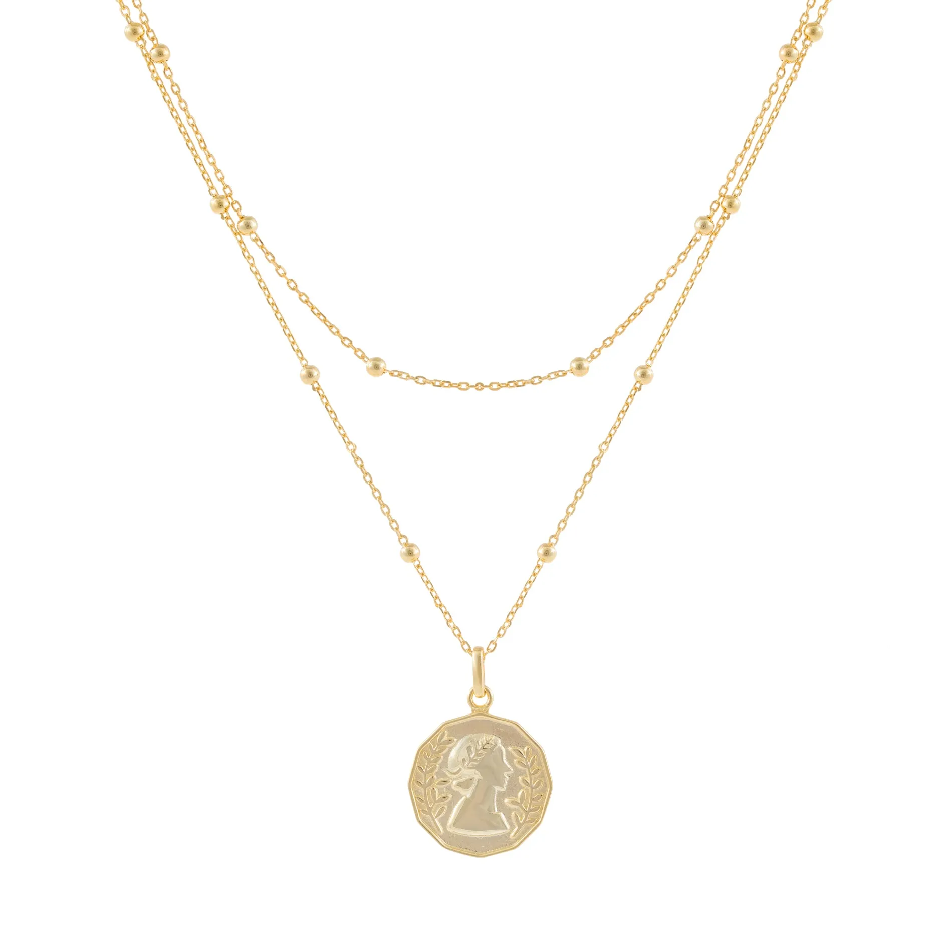 Layered Ball Chain Coin Necklace sold by Adina Eden's