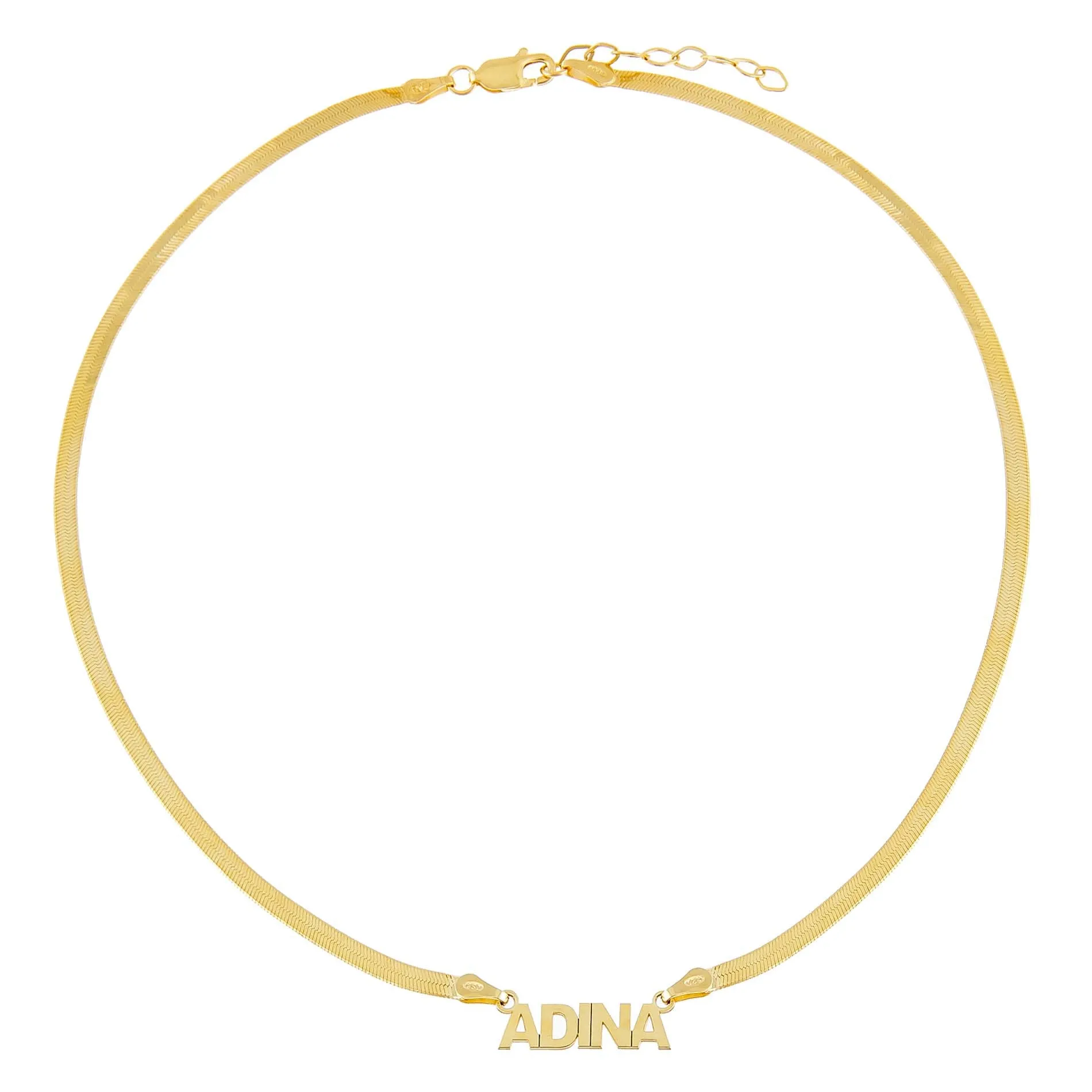 Mini Nameplate Herringbone Necklace sold by Adina Eden's product image thumbnail 2