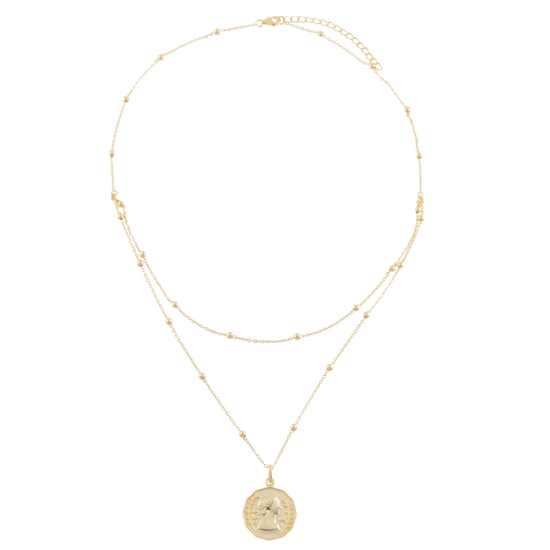Layered Ball Chain Coin Necklace sold by Adina Eden's product image thumbnail 3