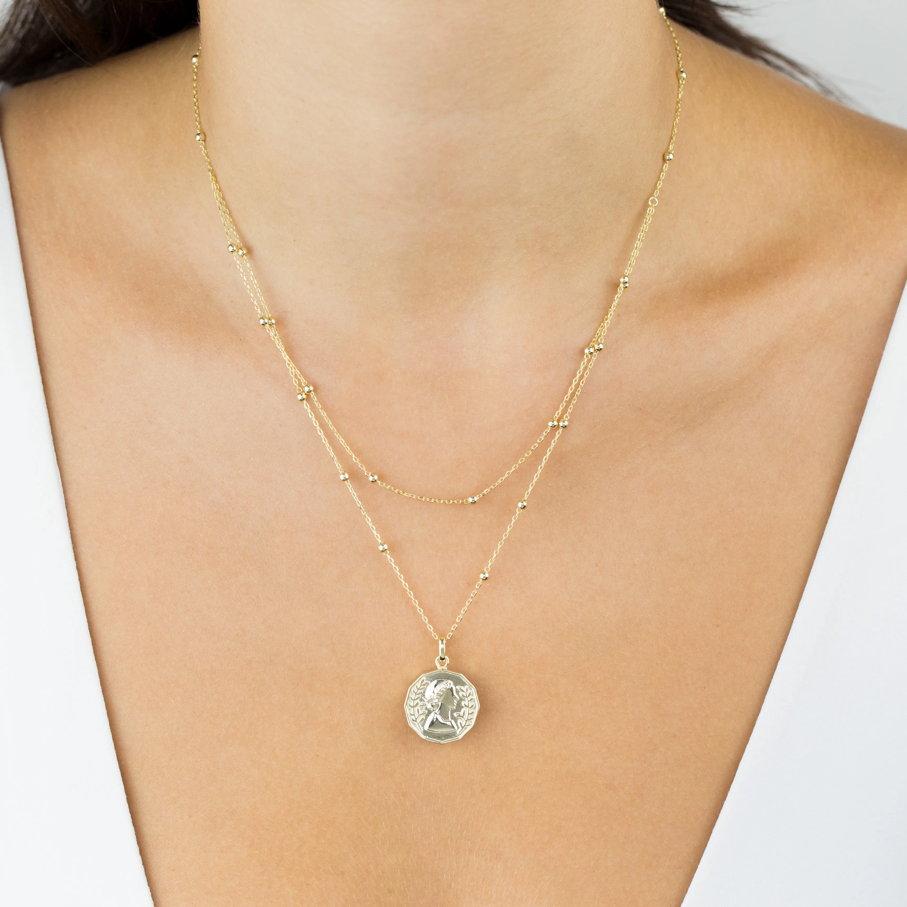 Layered Ball Chain Coin Necklace sold by Adina Eden's product image thumbnail 2