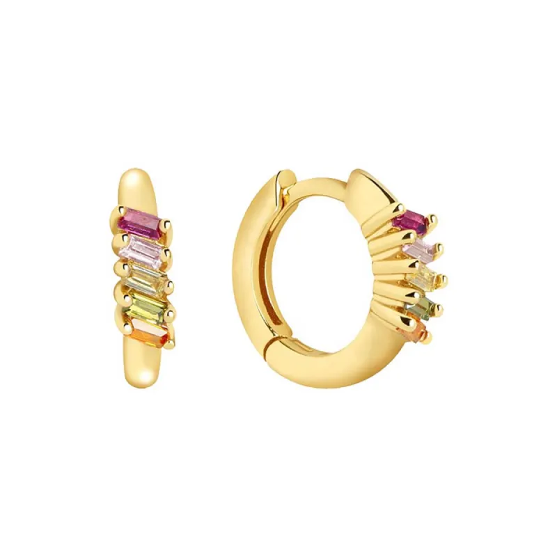 Multi-Color Baguette Huggie Earring sold by Adina Eden's