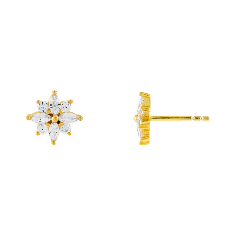 CZ Crystal Flower Stud Earring sold by Adina Eden's