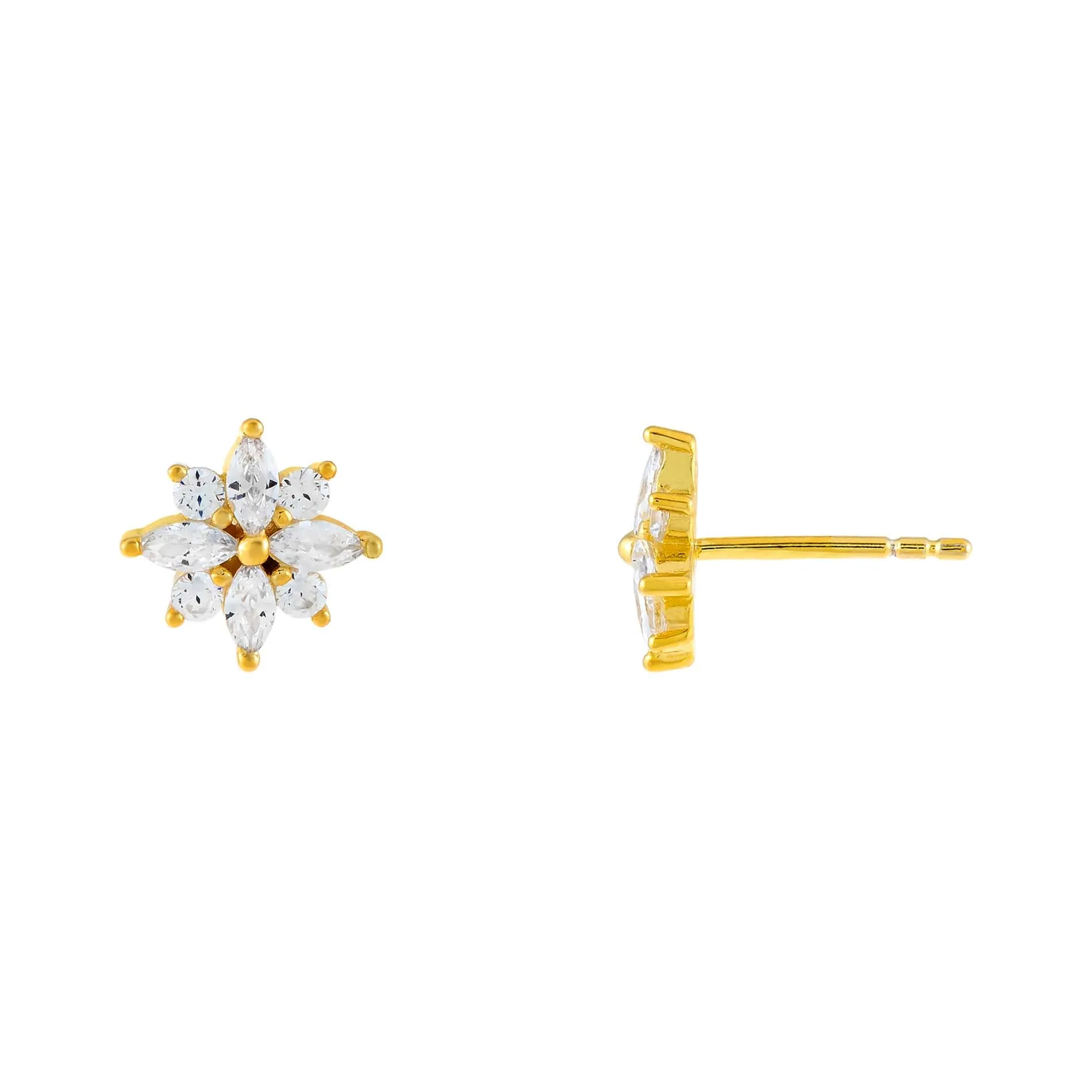 CZ Crystal Flower Stud Earring sold by Adina Eden's