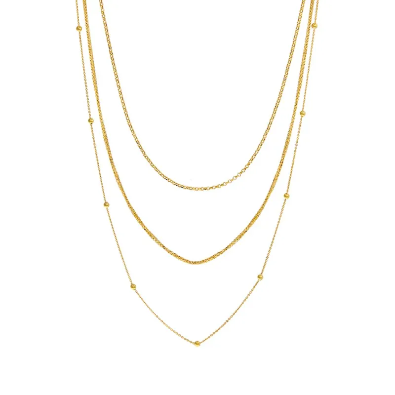 Mixed Chain Layered Necklace 14K sold by Adina Eden's