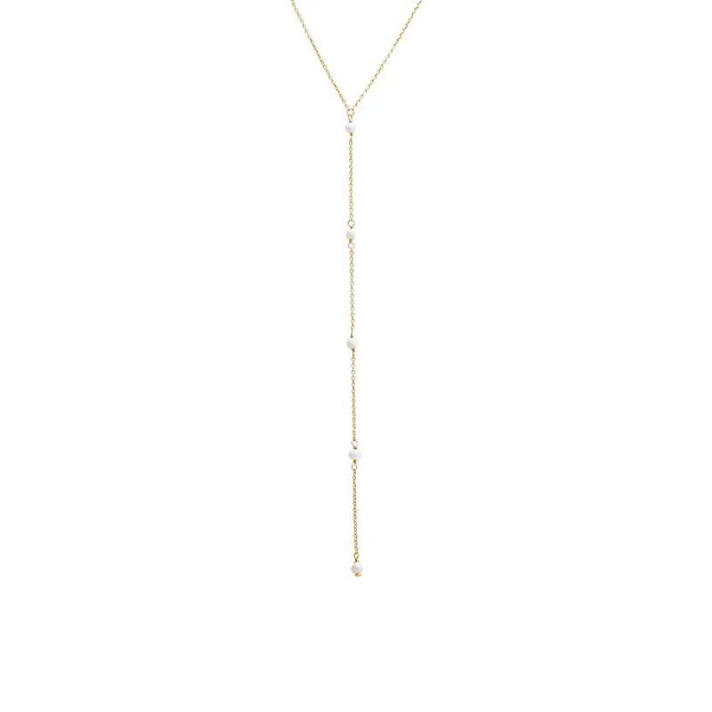 Mini Pearl Station Lariat Necklace sold by Adina Eden's