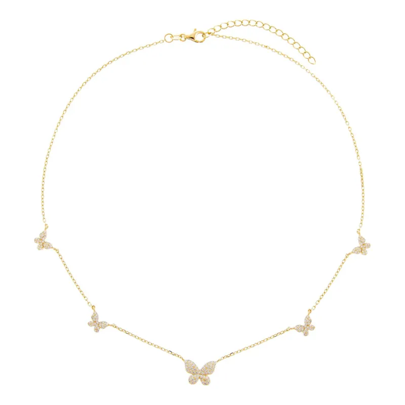 Pavé 5 Butterfly Necklace sold by Adina Eden's