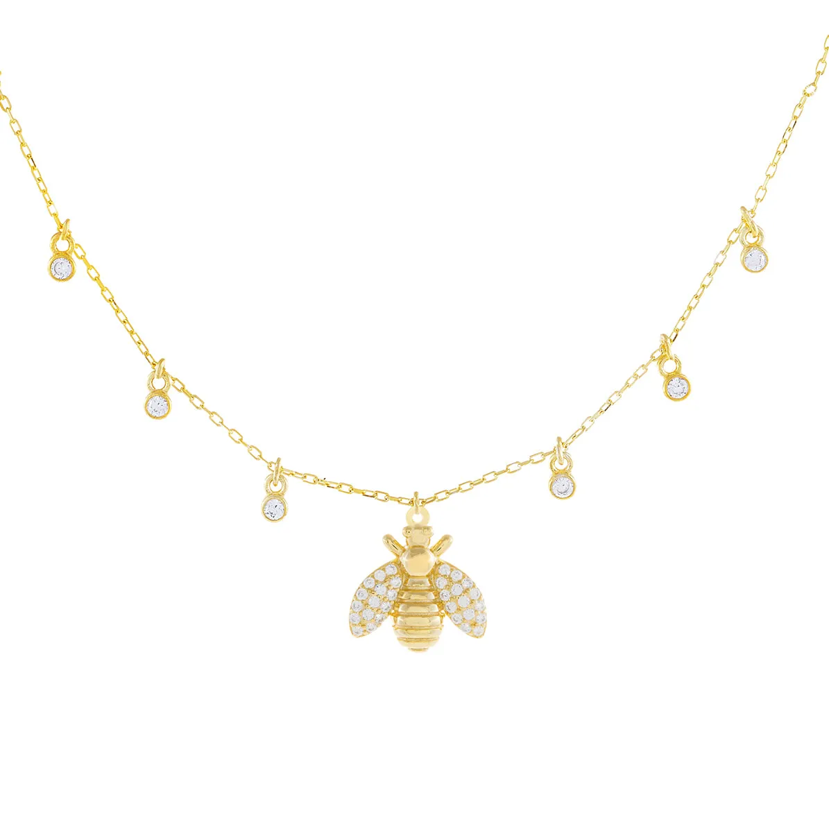 CZ Bezel Bee Necklace sold by Adina Eden's