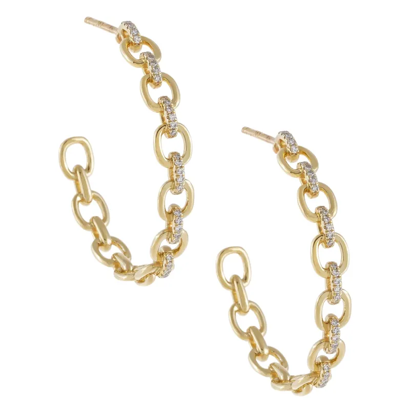Diamond Chain Hoop Earring 14K sold by Adina Eden's