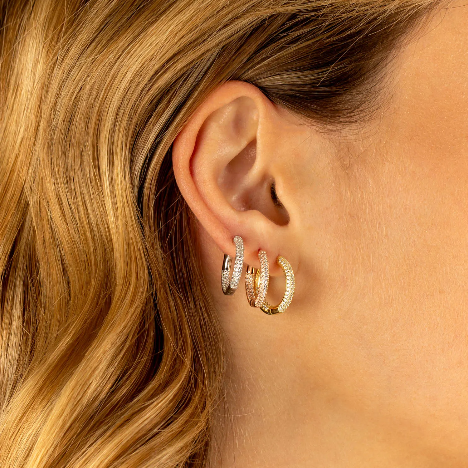 Slim Pavé Huggie Earring sold by Adina Eden's product image thumbnail 3