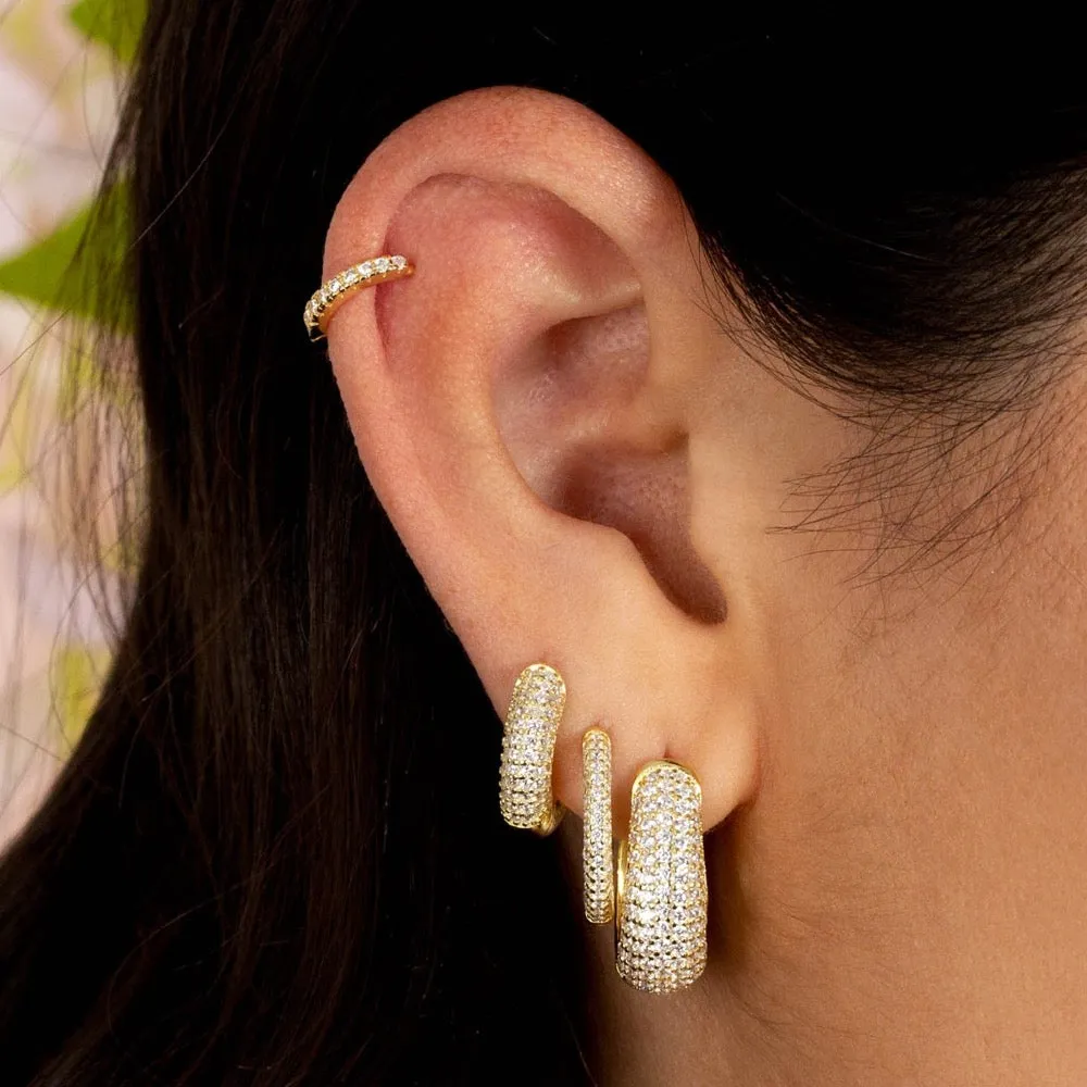 Jumbo Pavé Oval Hoop Earring sold by Adina Eden's product image thumbnail 4