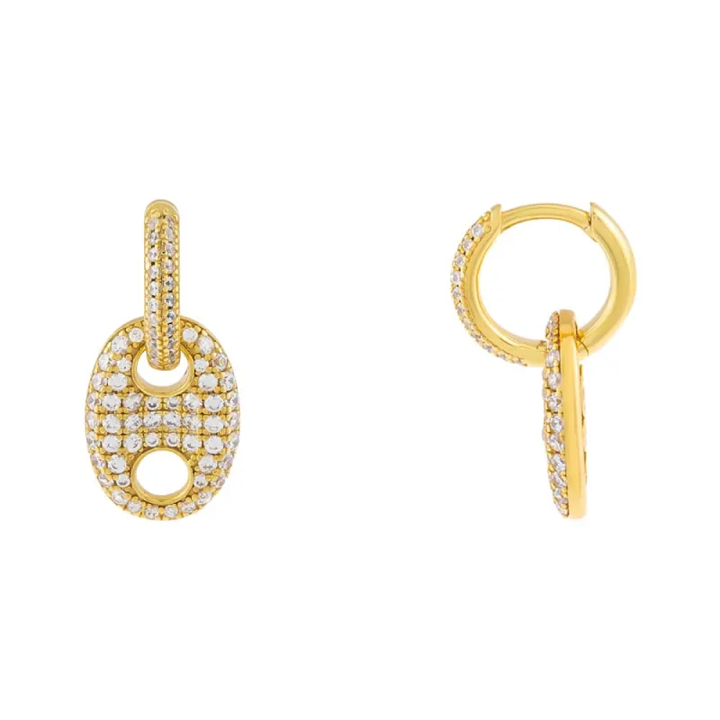 Pavé Mariner Drop Huggie Earring sold by Adina Eden's