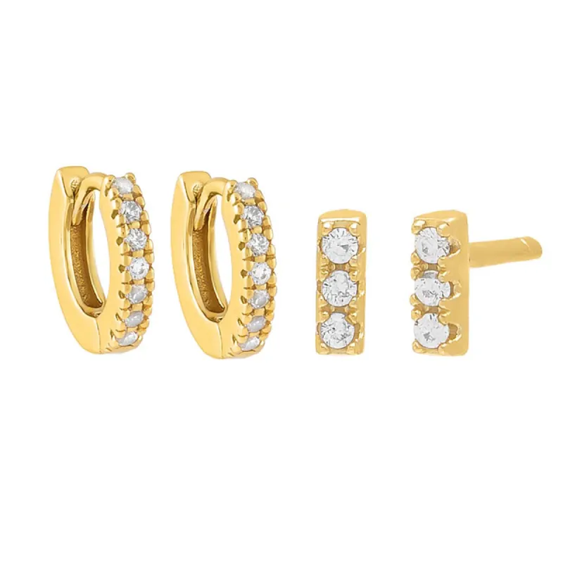 Mini Pavé Stackable Earring Combo Set sold by Adina Eden's