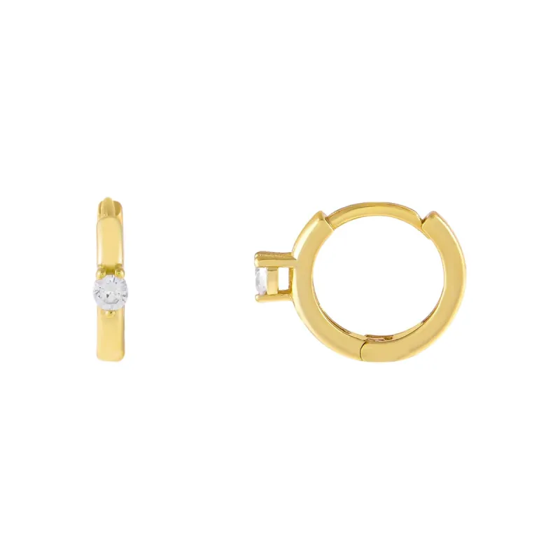 CZ Solitaire Huggie Earring sold by Adina Eden's