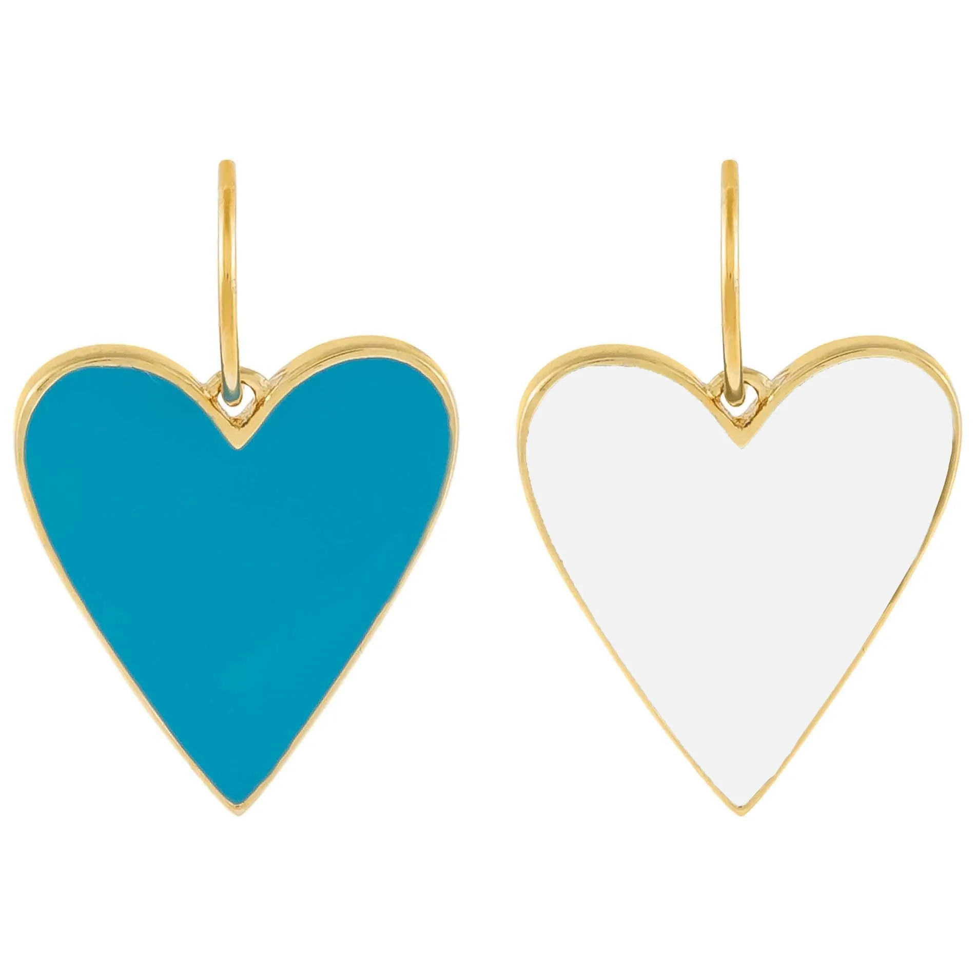 Double Sided Enamel Turquoise X White Heart Charm sold by Adina Eden's