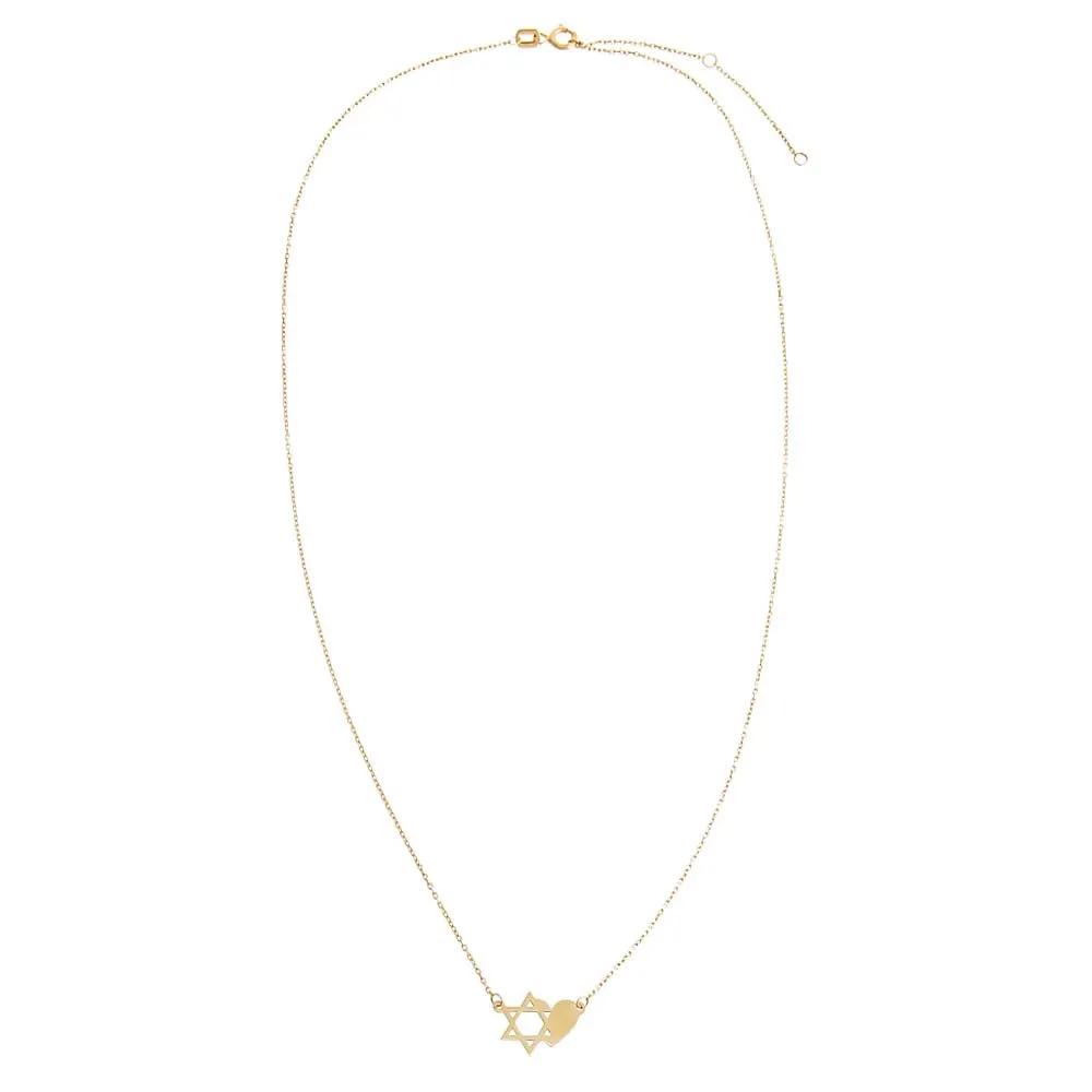 Star Of David X Heart Pendant Necklace 14K sold by Adina Eden's product image thumbnail 4