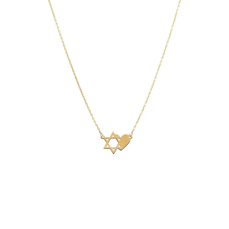 Star Of David X Heart Pendant Necklace 14K sold by Adina Eden's