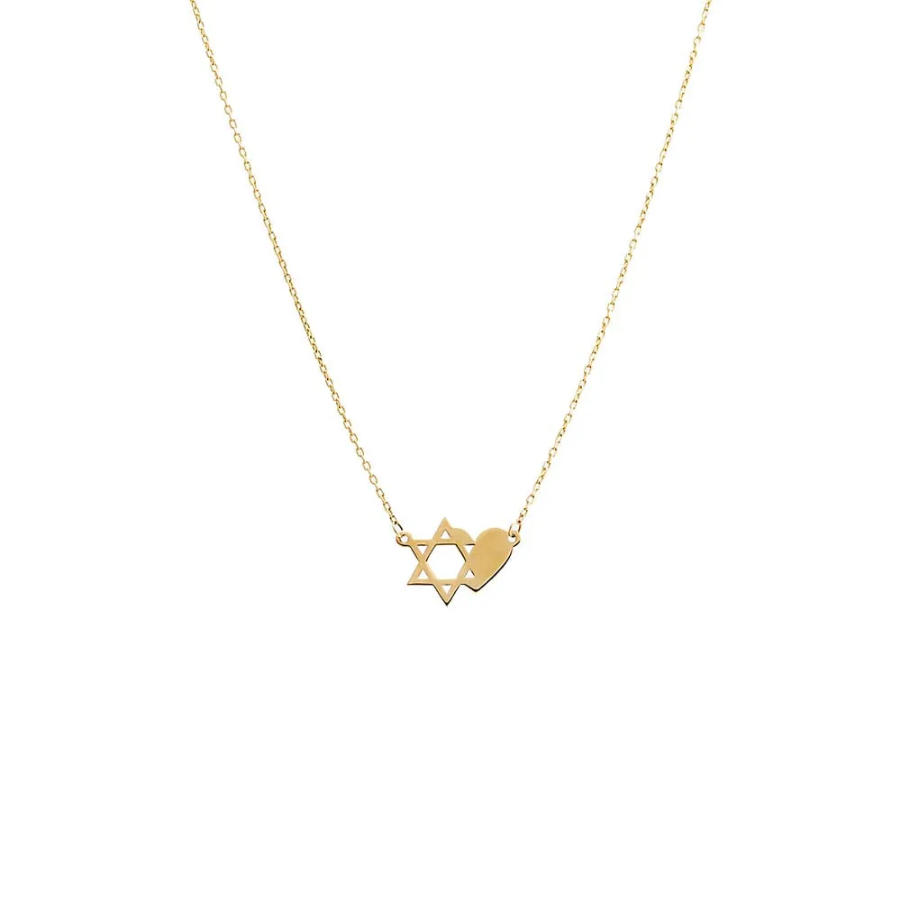 Star Of David X Heart Pendant Necklace 14K sold by Adina Eden's