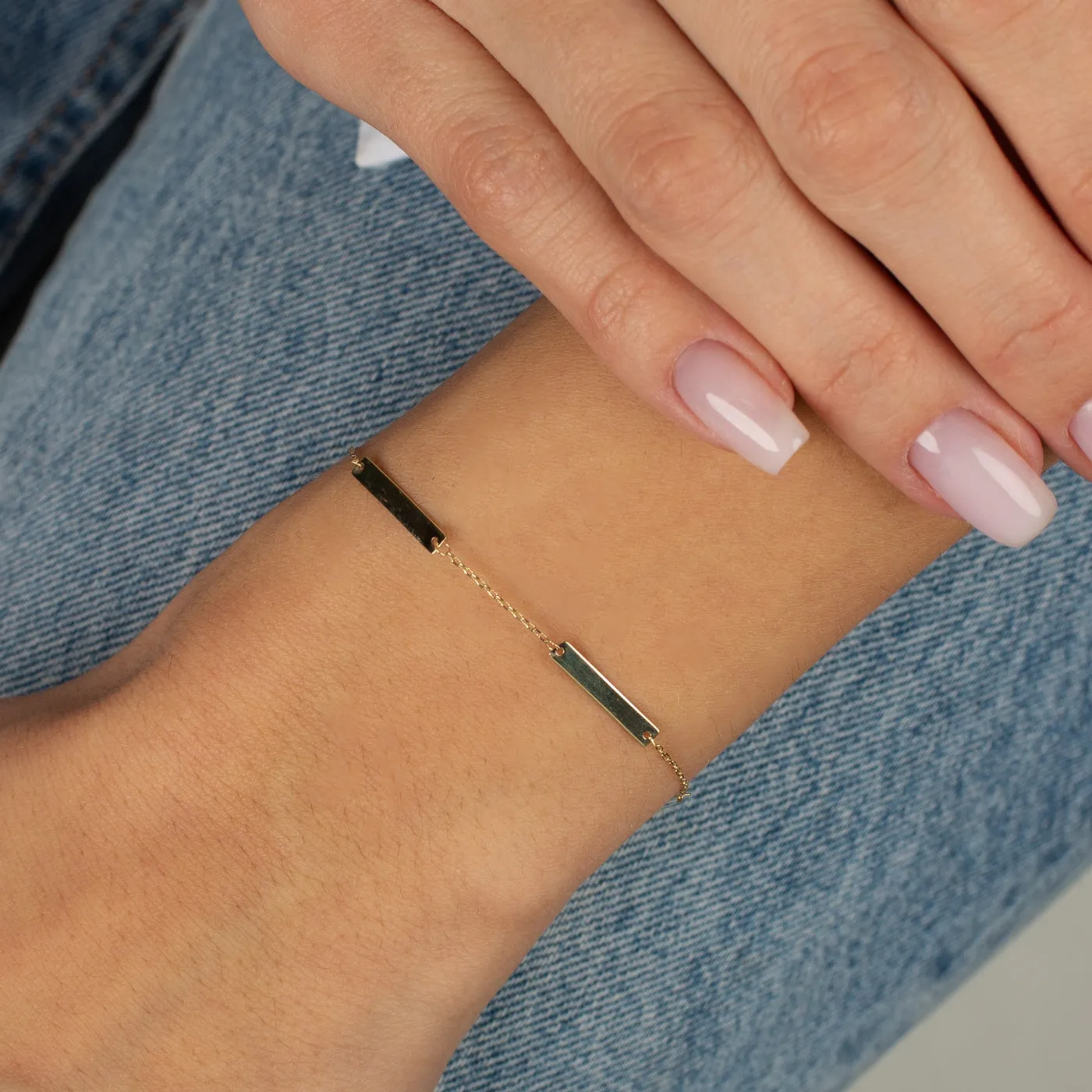 Solid Bar Chain Bracelet 14K sold by Adina Eden's product image thumbnail 2