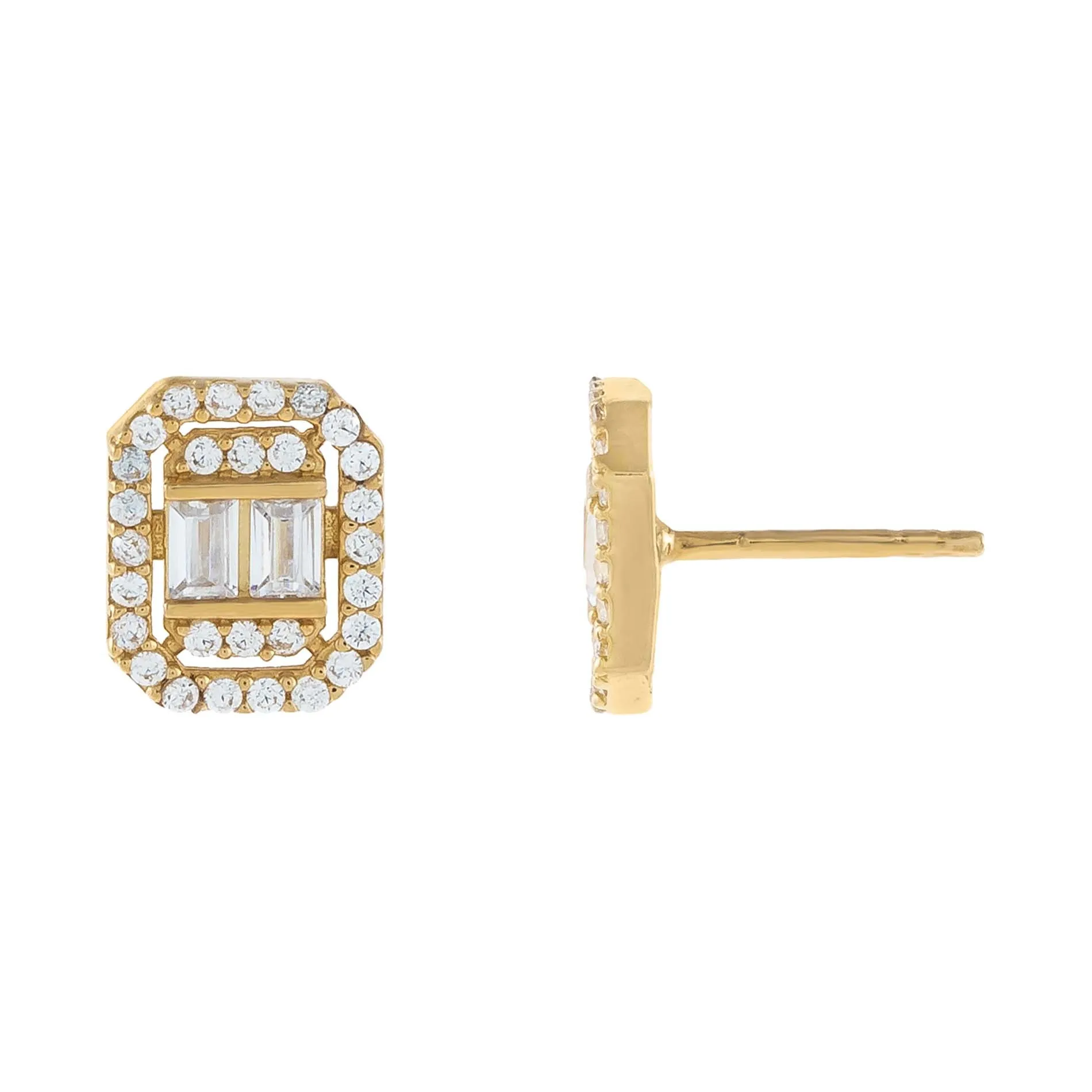 CZ Illusion Baguette Stud Earring 14K sold by Adina Eden's