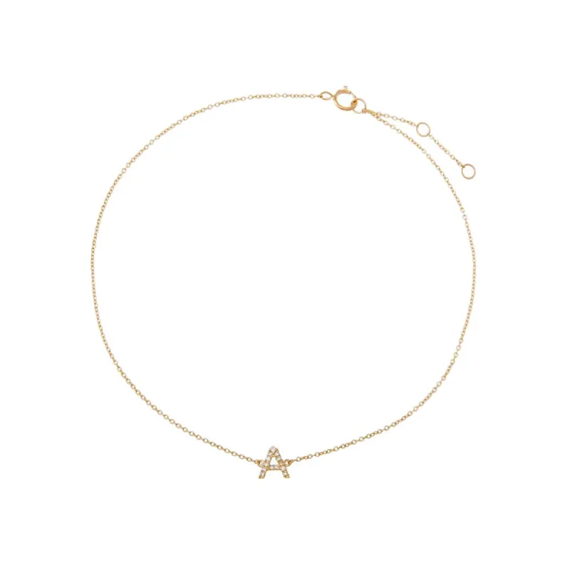 Diamond Pave Initial Anklet 14K sold by Adina Eden's