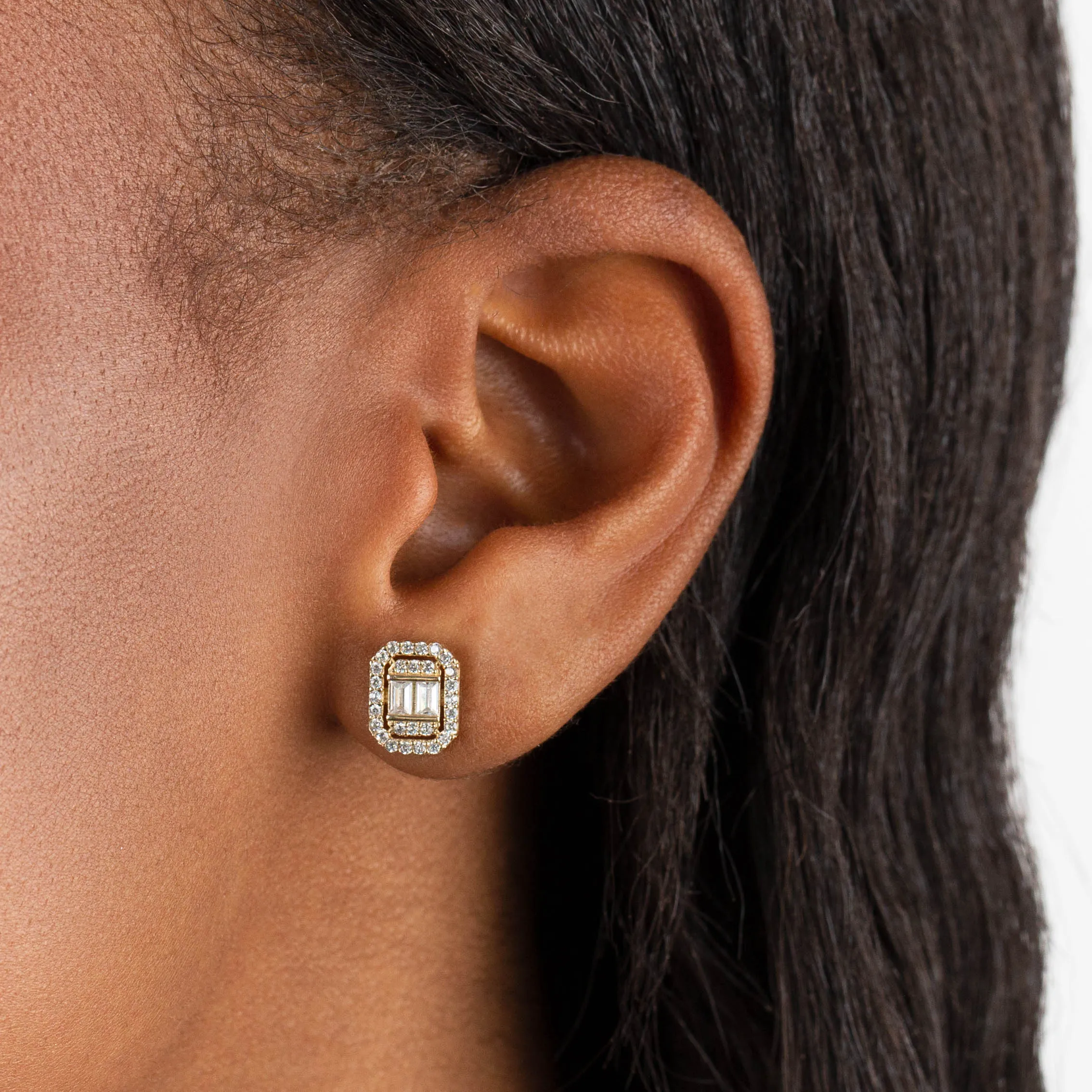 CZ Illusion Baguette Stud Earring 14K sold by Adina Eden's product image thumbnail 2