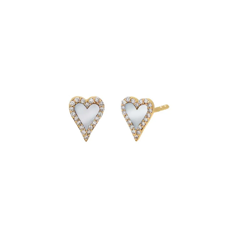 Mini Diamond Pave Outline Stone Heart Stud Earring 14K sold by Adina Eden's