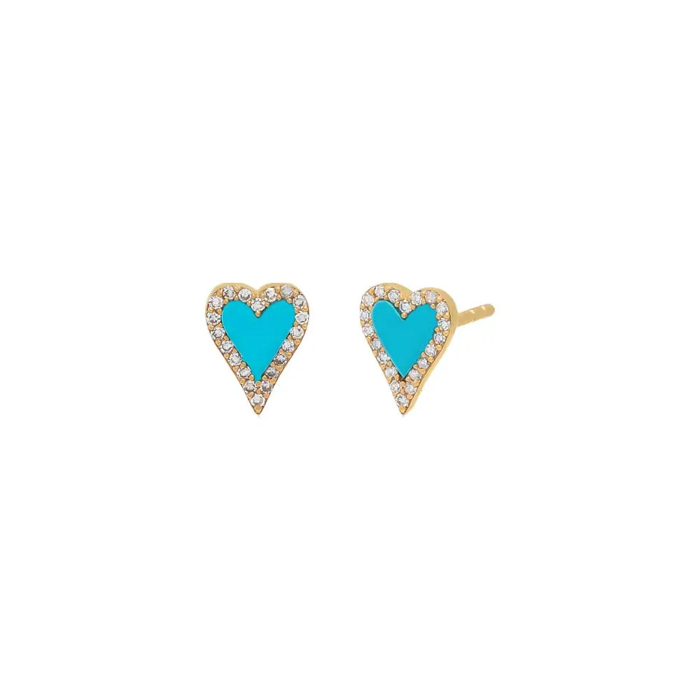 Mini Diamond Pave Outline Stone Heart Stud Earring 14K sold by Adina Eden's product image thumbnail 5