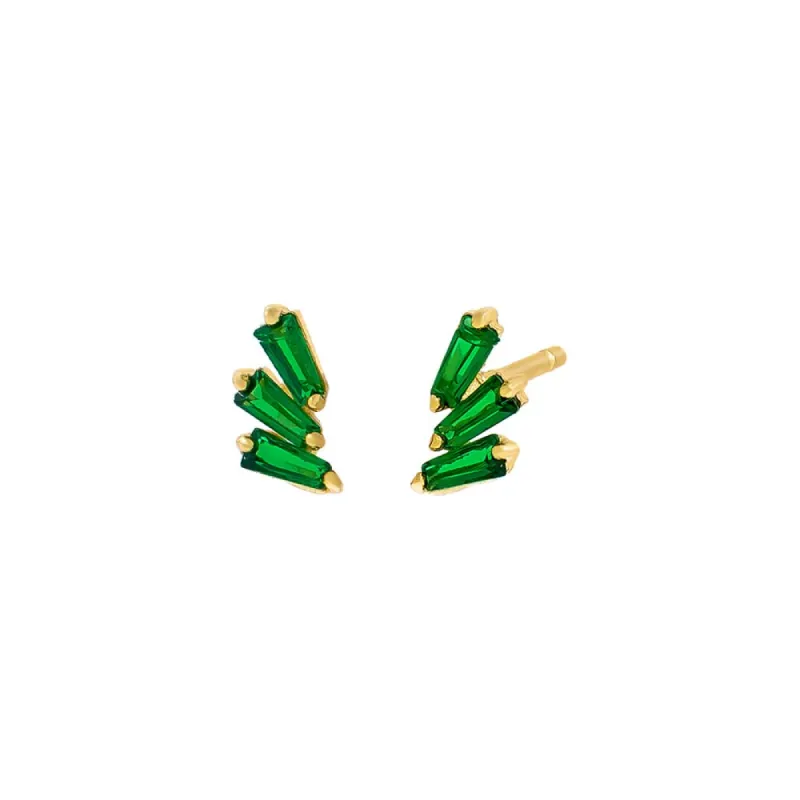Colored Triple Baguette Stud Earring sold by Adina Eden's