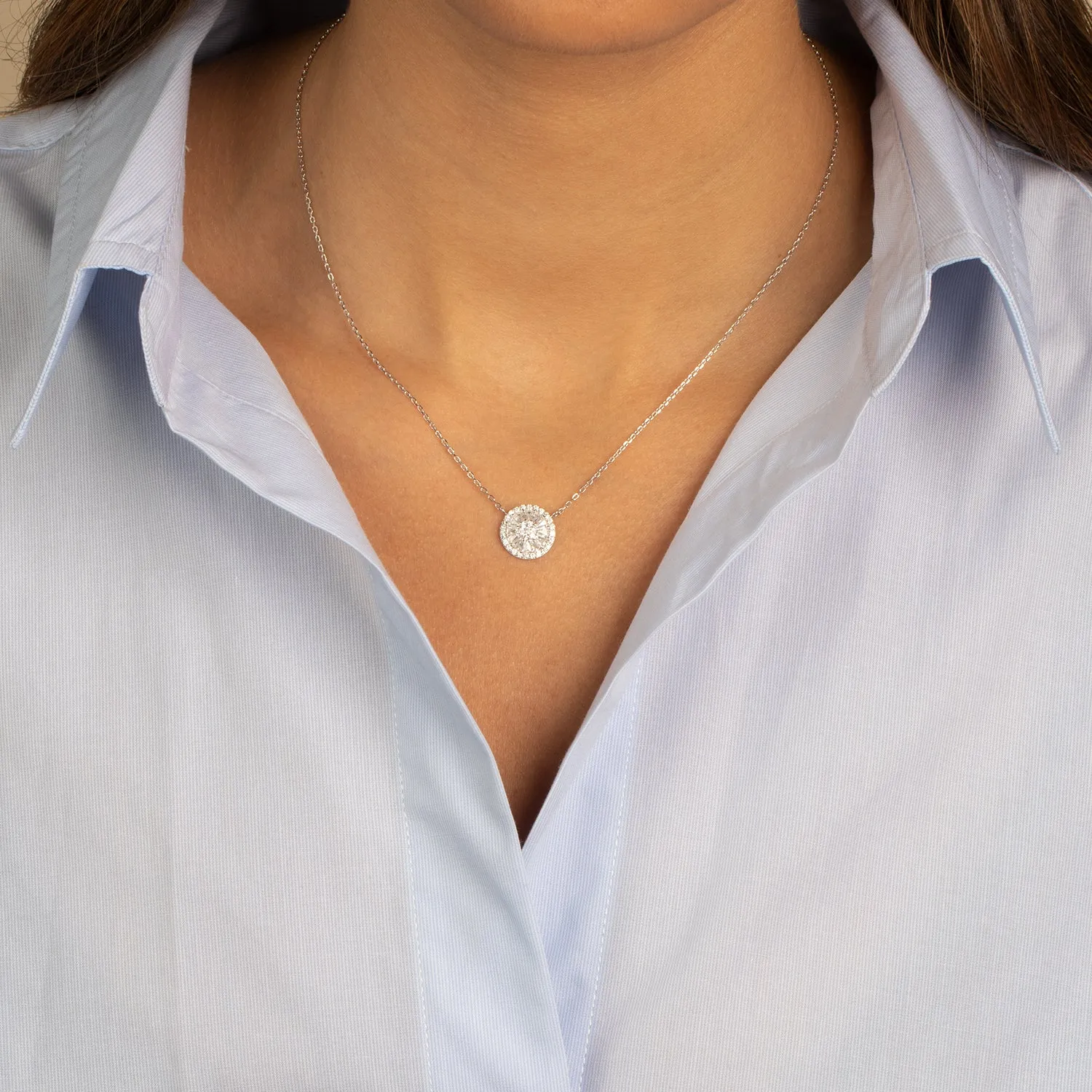 Pave X Baguette Round Pendant Necklace sold by Adina Eden's product image thumbnail 2