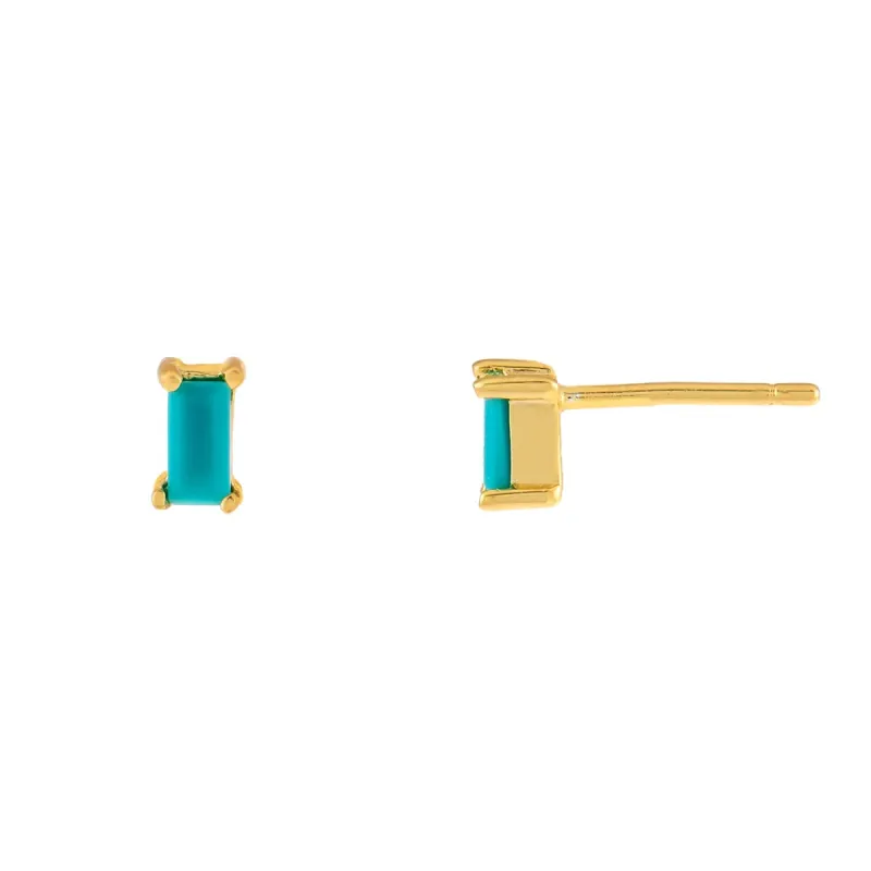 Mini Turquoise Baguette Stud Earring sold by Adina Eden's